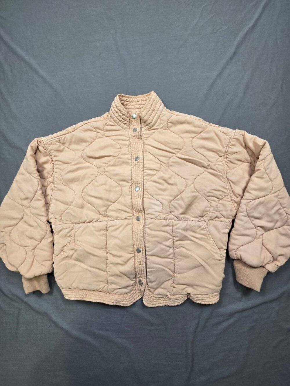 BlankNYC XS Quilted Jacket Light Pink Snap Front Puffer Style